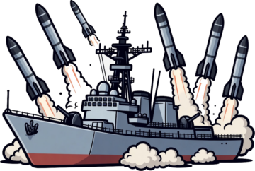 US Ship firing rockets