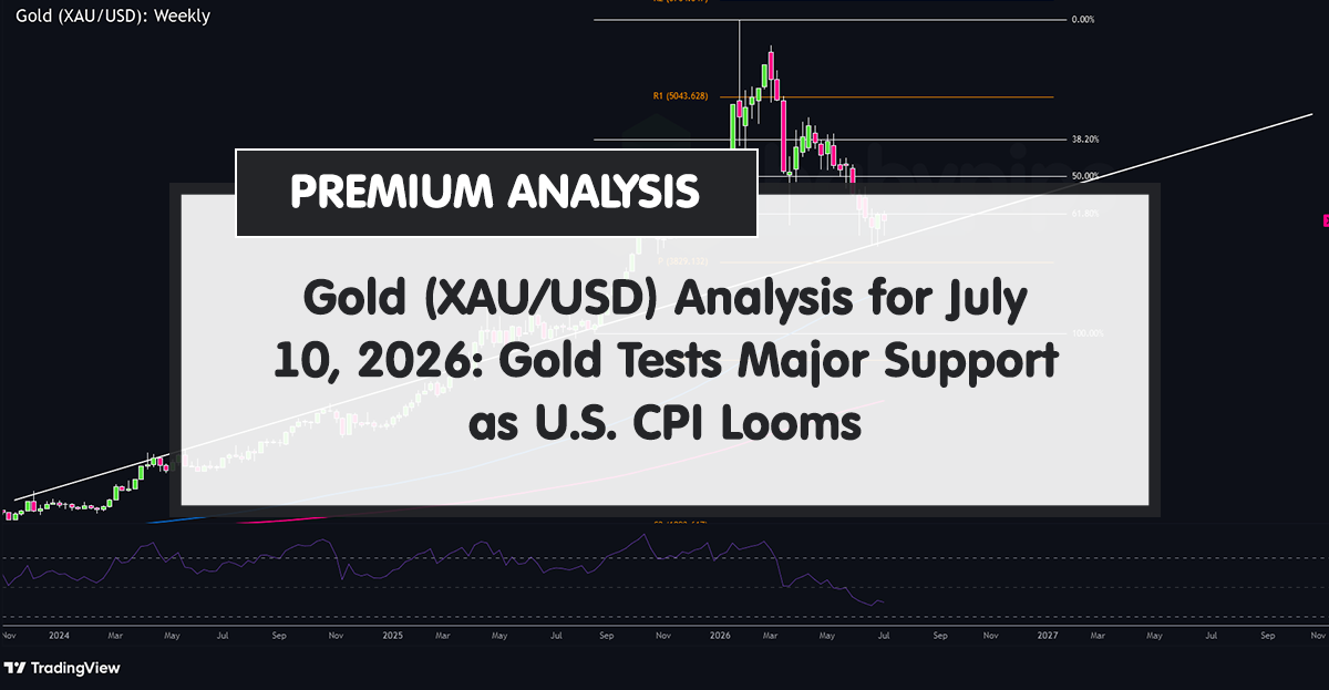 Gold (XAU/USD) Analysis for July 10, 2026: Gold Tests Major Support as U.S. CPI Looms